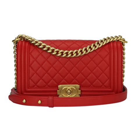 chanel bag red boy|red Chanel boyfriend bag.